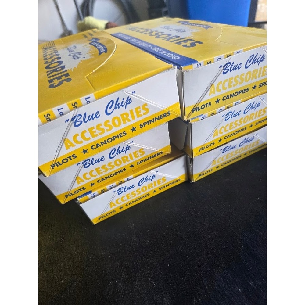 RARE Blue Chip Accessories RC Model Pilots Canopies Spinners Lot of 6 Boxes